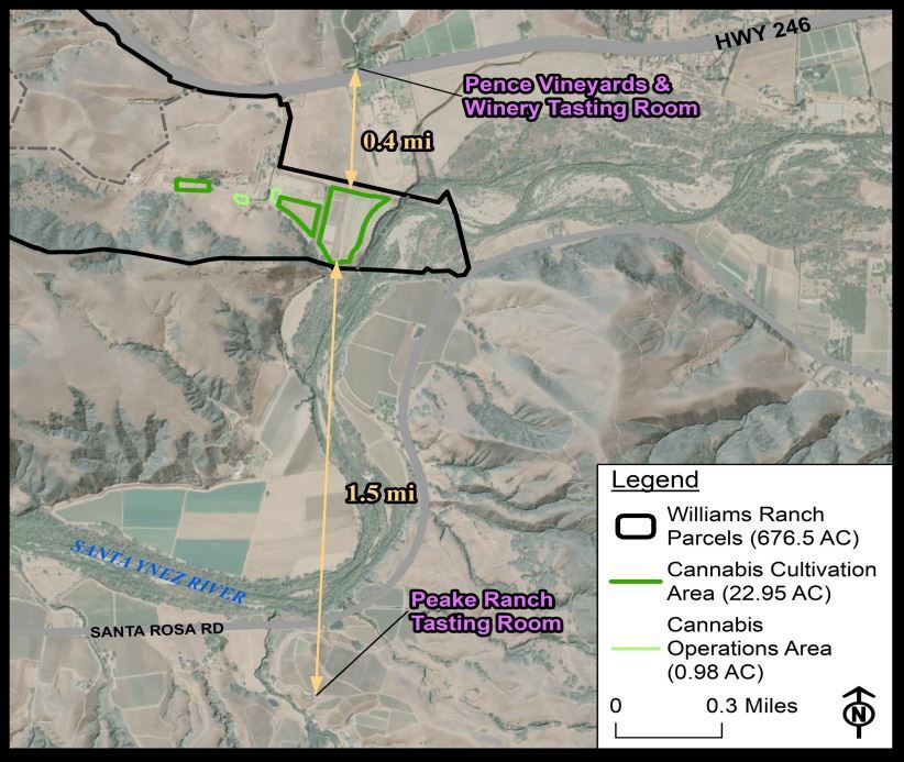 Castlerock applicant map of distances to tasting rooms